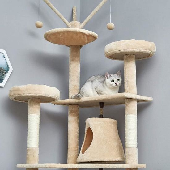 Arbre A Chat Cadre D Escalade De Chat Beige Planche A Gratter Meerveil Cdiscount Animalerie