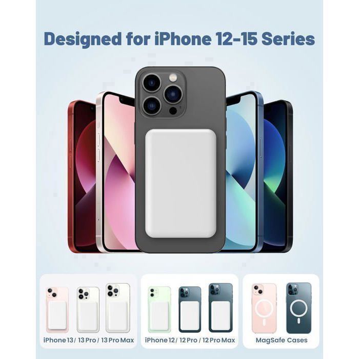 Spigen ArcHybrid Mag (MagFit) Pour Batterie Externe Magnétique Sans Fil 5000mAh Compatible Avec IPhone 15 14 13 12 Plus Pro Max Batterie Pack Batterie