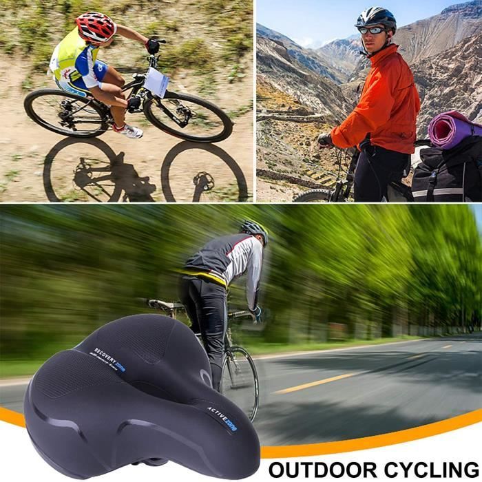 Tapis De Selle Vélo Extra Confort – Double Ressort – Large Et Rembourré – Noir