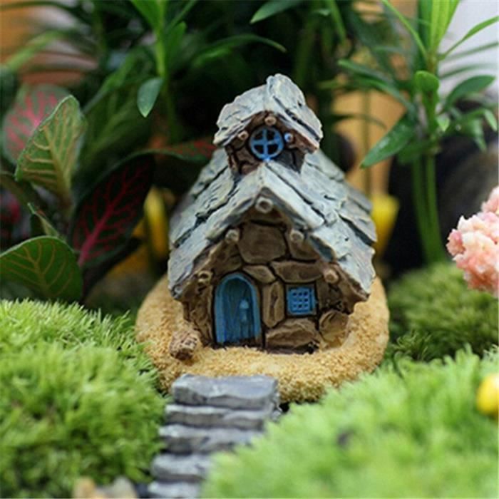 Statue deco,Micro décoration de paysage,maison en pierre Miniature