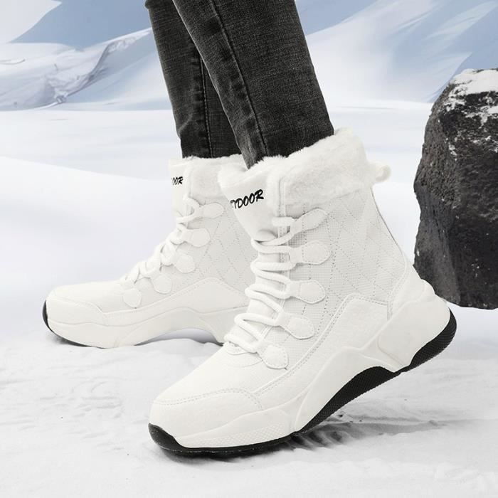 Bottes pour femmes Marque inconnue Modele inconnu Blanc Chaussures hautes Resistant au froid Blanc Cdiscount Chaussures