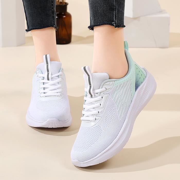 Basket Femme Chaussures Sport Respirantes Blanc Cdiscount Sport