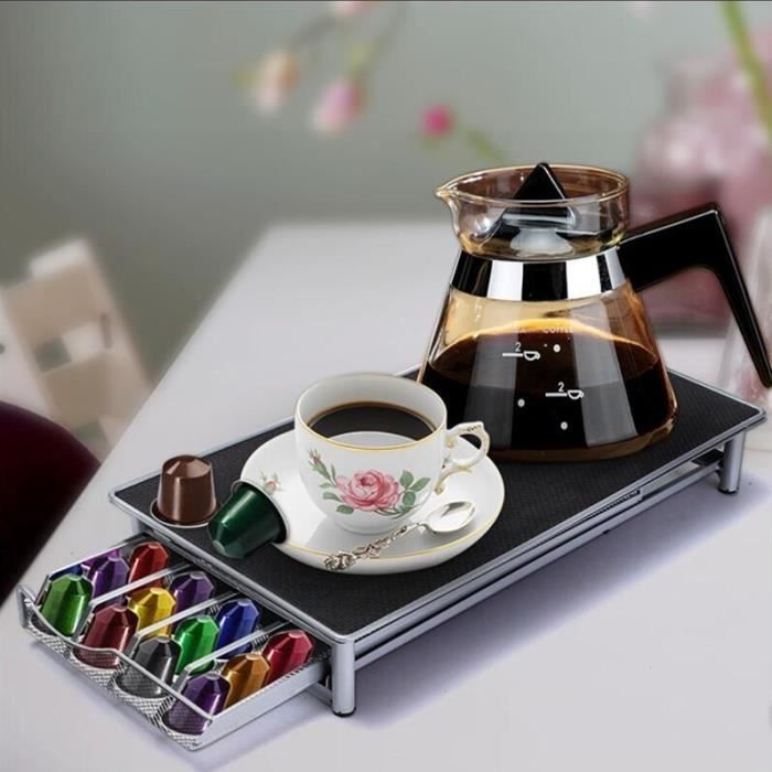 Boîte de rangement à 2 tiroirs Porte-Capsules Nespresso Distributeur Boîte  à Capsules de Café L30xP20xH14cm