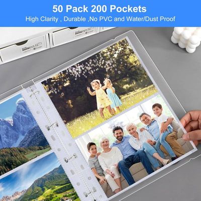 Pack De 50 Housses A4 Pour Photos - 400 Compartiments Pour Classeurs Anneaux, Pochette Plastique 109x153 Mm