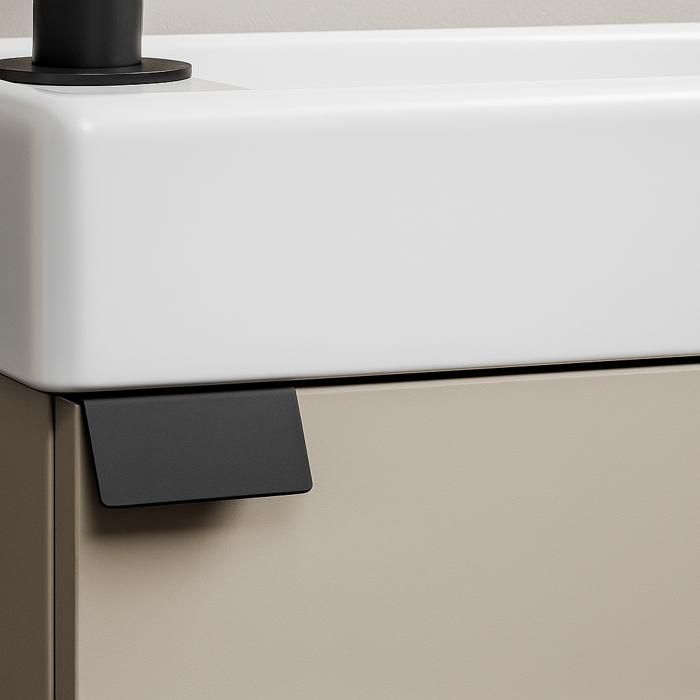 Meuble de salle de bain suspendu 100cm avec miroir béton, bois et lave EASY