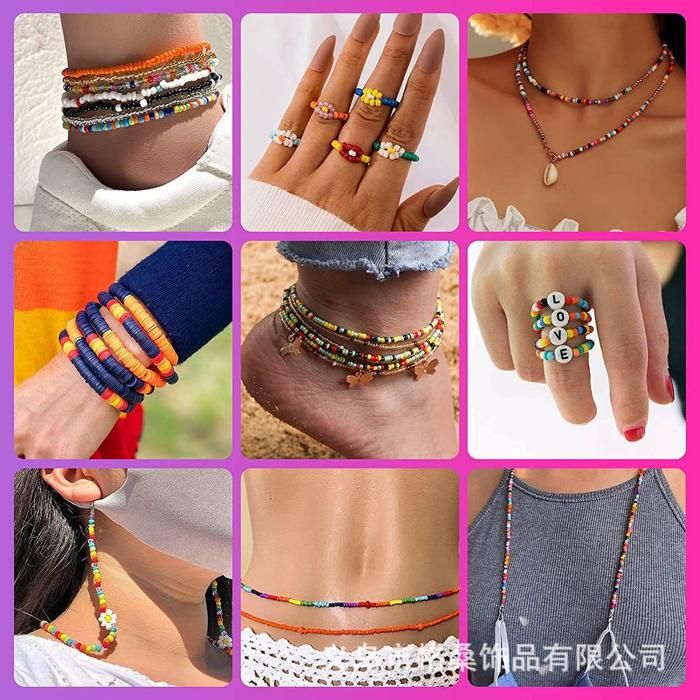 RUBY Lot de 1800 perles à enfiler pour enfants - Perles pour bracelets - Bricolage - Argile polymère - Colliers - Artisanat - Cadeaux d'anniversaire - Jouets pour 5, 6, 12, 13 ans