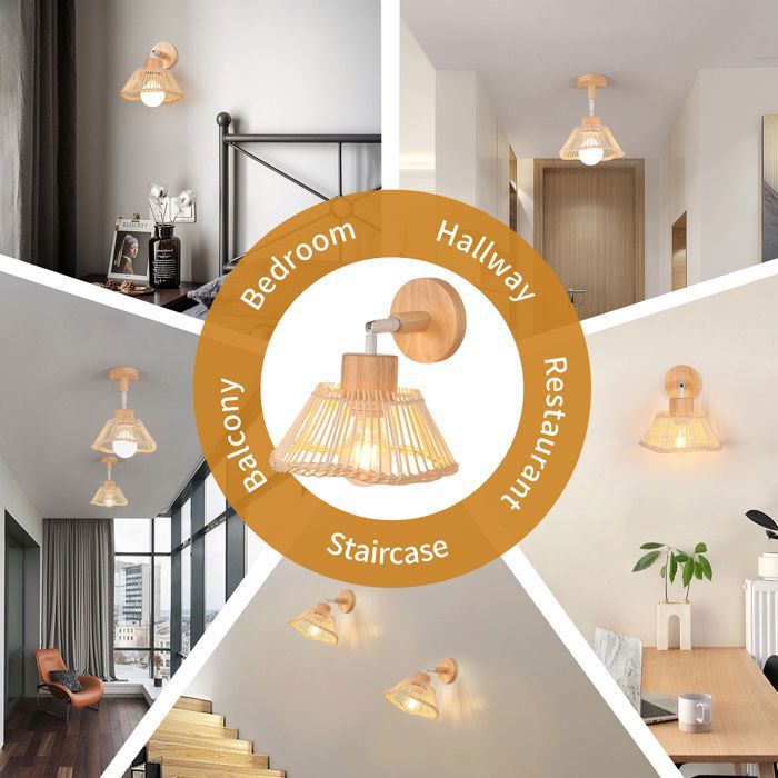 TOKIUS Applique Murale Vintage E27 – Métal & Bois – Réglable 180° – Chambre Cuisine Bar (Blanc)