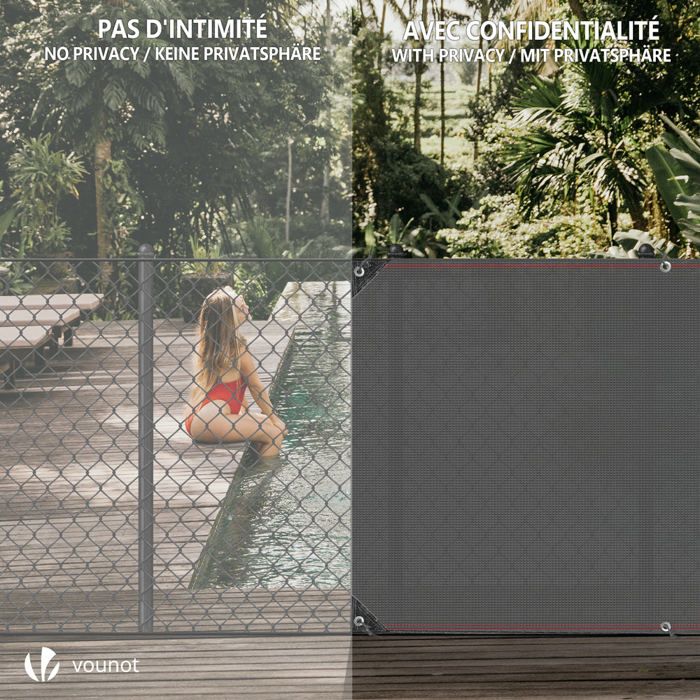 Brise Vue Occultant VOUNOT HDPE 1.5x10m Vert Avec Attaches Et Clips - Protection UV Et Vent