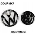 JXC Lot de 2pcs Insigne logo emblème avant 135mm -arrière 110mm Noir brillant pour Volkswagen VW GOLF 7 MK7-0
