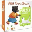 Livre - petit ours brun ; mon premier puzzle à toucher les animaux-0