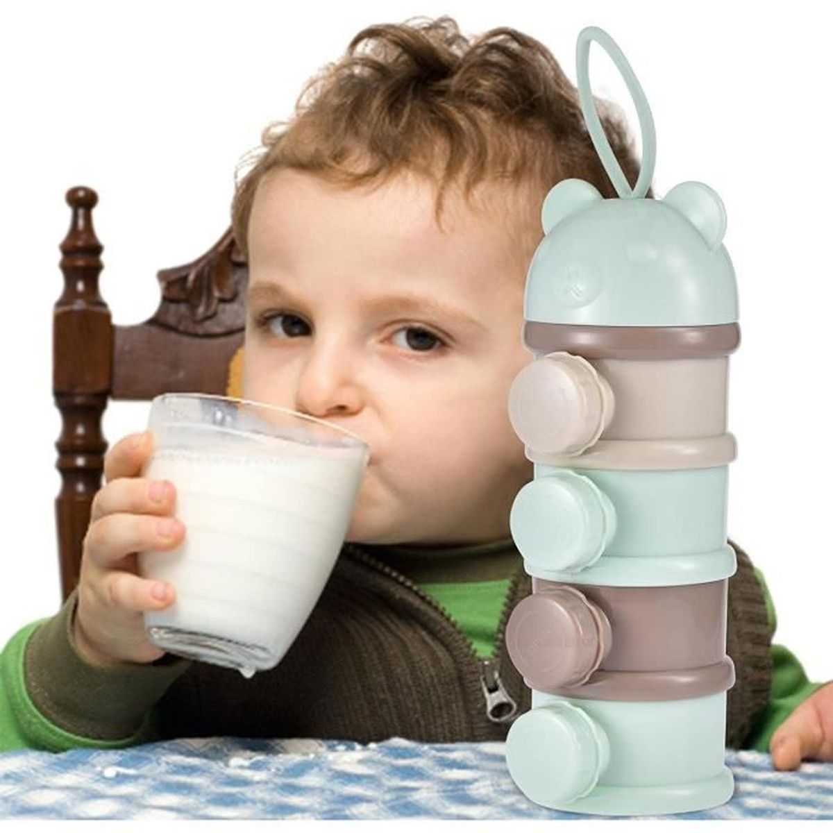 Doseur De Lait En Poudre Portable - Boîte à 4 Compartiments, 60 G Chacun - Pour Bébé 0-3 Ans, Sorties, Voyages