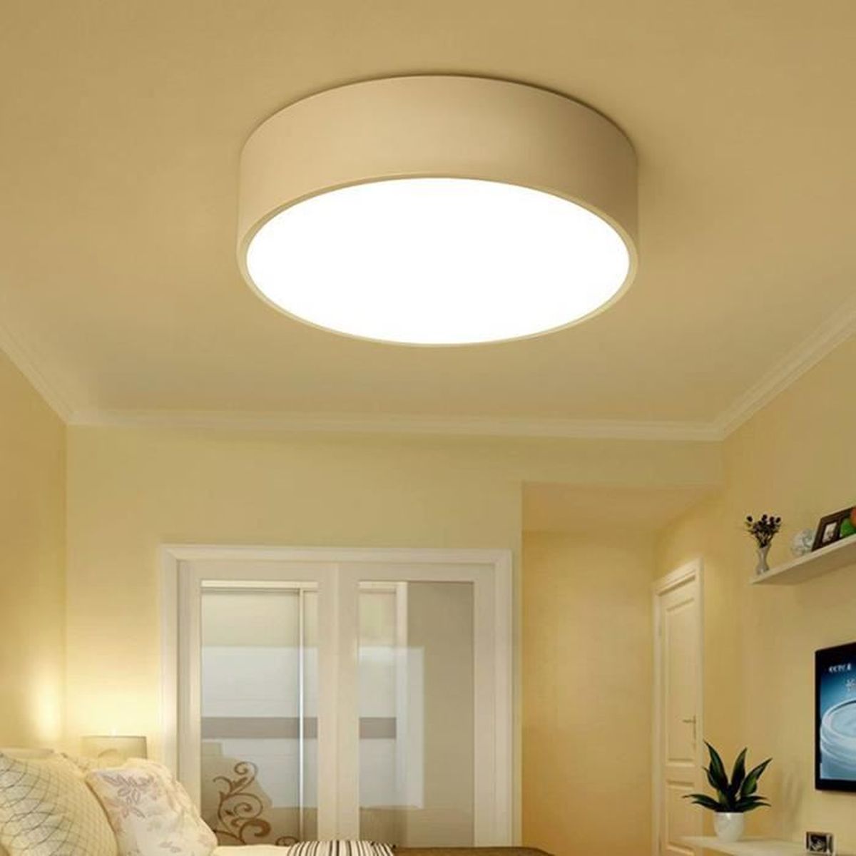Plafonnier Creative, plafonnier LED pour chambre à coucher ronde