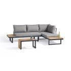 Salon de jardin modulable - Aluminium - DCB GARDEN - 4 places - TOKYO - Gris anthracite et bois d'acacia