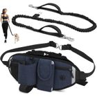 SIKSOG Laisse pour Chien Main Libre, Élastique Absorption de Choc Ceinture Chien Jogging avec Sac Banane Réglable Coutures(Bleu)
