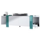 Vladon Lowboard Ida Buffet TV de salon, caisson en blanc mat, façades en Turquoise haute brillance