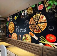 Papier peint en soie 3D Papier peint photo personnalisé pour magasin de pizza, tableau noir, décoration murale de fond de café et