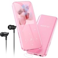 AGPTEK 32Go Haut-Parleur MP3 Bluetooth 5.3 avec Boutons Tactiles, 2.4 Pouces Grand Écran, Carte TF Jusqu’à 128G - Rose