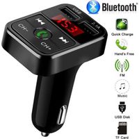 Transmetteur FM Bluetooth pour voiture Adaptateur radio sans fil Chargeur USB Lecteur MP3