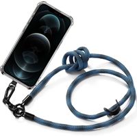 Coque Lanière pour iPhone 12 Pro Antichoc Protection Renforcée avec Lanière Robuste Bleu