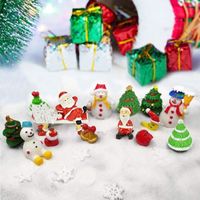 Figurines Noël Miniature en Résine Kits d'Ornement Décoration Avec 2 Paquets Sable Blanc Pour Accessoires de Noël DIY Bonsai