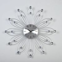 PEARL Horloge murale fleurs et perles métal  Ø48 cm transparent et argenté