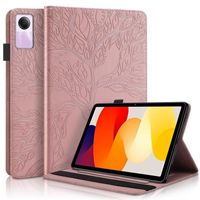 Étui pour Xiaomi Redmi Pad SE 11.0", Coque avec Fonction Support et Fente pour Carte Housse Tablette,Arbre de vie or rose