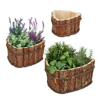 Bacs à fleurs en bois - RELAXDAYS - Triangulaire - Marron - 20 cm - Bois naturel et écorces