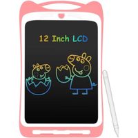 Tablette d'Ecriture LCD Enfant 12” Ardoise Magique Coloré Planche à Dessin avec Stylet Tablette Graphique Effaçable Bouton, Rose