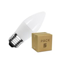 TECHBREY Pack Ampoules LED E27 C37 5W (5 Un) 100xØ37 mm No Flicker Blanc Neutre 4000K - 4500K 180º