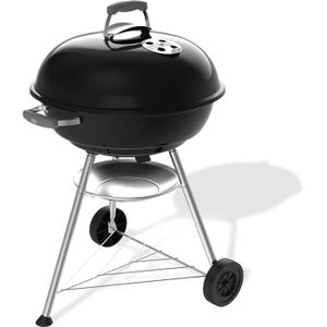 Barbecue à charbon - Weber - Compact Kettle - Ø57 cm - Acier émaillé - Clapet d'aération - 9 couverts  - Noir