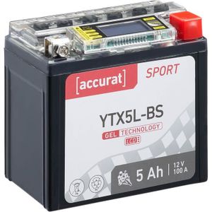 BATTERIE VÉHICULE Batterie moto YTX5L-BS 5Ah Gel Accurat 12V 100 A 1