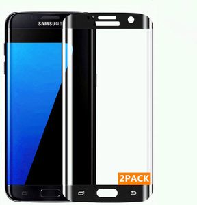 COQUE - BUMPER Film Protection en Verre Trempé pour Samsung Galaxy S7 Edge, 2 Pièces 3D Couverture Maximale, Sensibilité Haute, Noir
