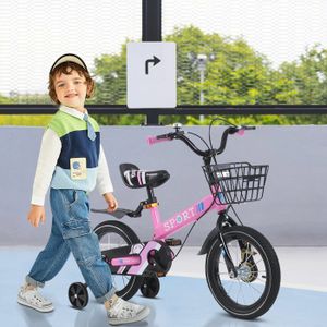 Vélo Enfant 16 Pouces DAOHHFO - Roues Stabilisatrices, Réglable | Pour 5-8 Ans
