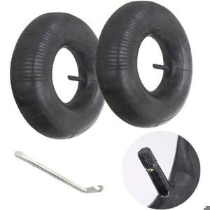 2 Pièces Chambre à Air 4.10/3.50-4 Avec Tige De Valve Pour Brouette Tondeuse Poussette Generateur Chariot De Jardin 92470990