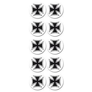 centre de roue autocollant (x4) chromé croix malte noir auto moyeu jante