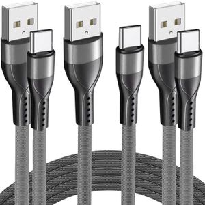 CÂBLE INFORMATIQUE 3x Câble USB-C 3A Nylon Charge Rapide pour Samsung