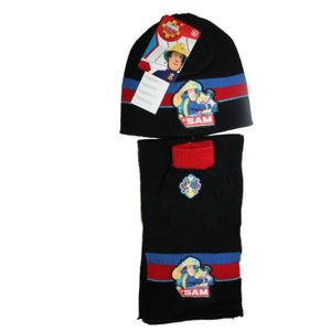 BONNET - CAGOULE ensemble bonnet gants écharpe sam le pompier noir