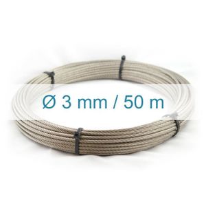 Cable inox Gainé PVC Transparent 3 x 4 mm inox VENDU AU Mètre