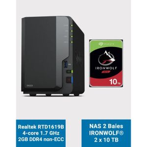 SERVEUR STOCKAGE - NAS  Synology DS223 Serveur NAS IronWolf 20To (2x10To)