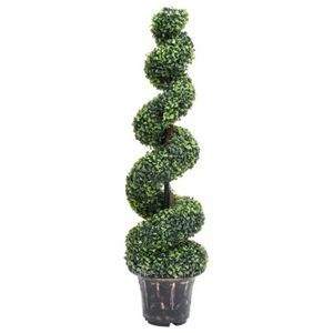 FLEUR ARTIFICIELLE vidaXL Plante de buis artificiel en spirale avec pot Vert 117 cm