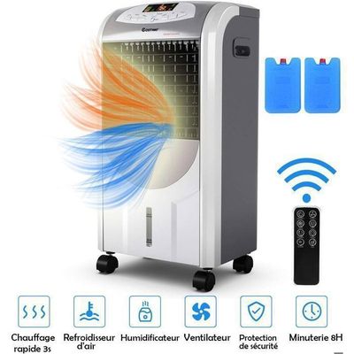 LEADZM Climatiseur Mobile 4-en-1 8L Rafraîchisseur Évaporation 75W - Refroidisseur D'Air Portable, Oscillation, Télécommande