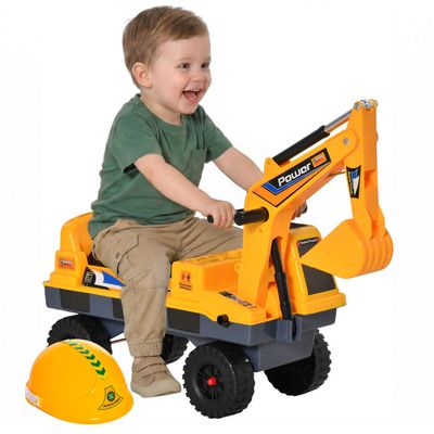 Porteur 2 En 1 DREAMADE – Voiture à Pousser Avec Remorque Amovible – LED, 5 Sons, Rangement – Roues Lisses – Dès 12 Mois – Bleu/jaune