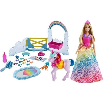 Barbie Dreamtopia Licorne Rose Lumières Magiques – Sons, Berceuse Et Poupée Princesse – Cadeau 3-7 Ans