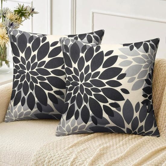 Housses De Coussin De Noël En Lin - Lot De 4, 45x45 Cm - Motifs Père Noël, Renne - Déco Salon, Chambre