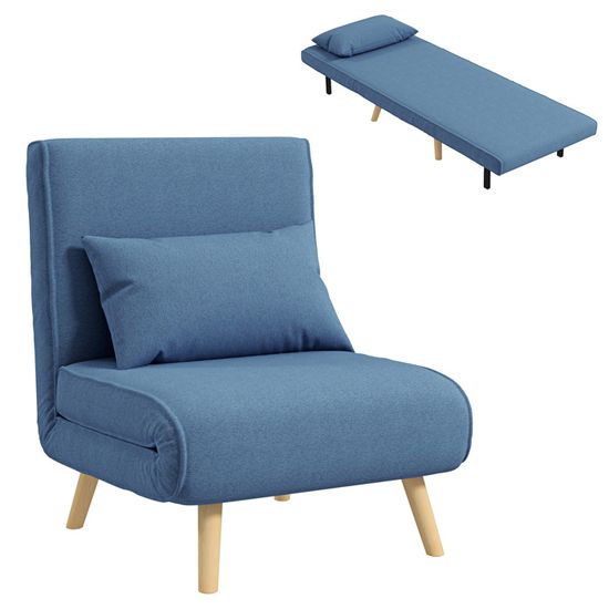 Fauteuil Convertible 3en1 Enfant ANONER - Canapé Tabouret Table, Mousse Haute Densité Bleu