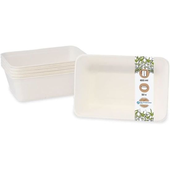 Bols Jetables En Canne à Sucre - 100 Pièces, 350 Ml - Compostables, Micro-ondables - Pour Fêtes, Pique-niques