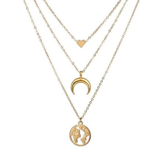 Collier Pendentif Carte D'Italie Plaqué Or Jaune - Longueur 41-45cm, Neuf Avec étiquette