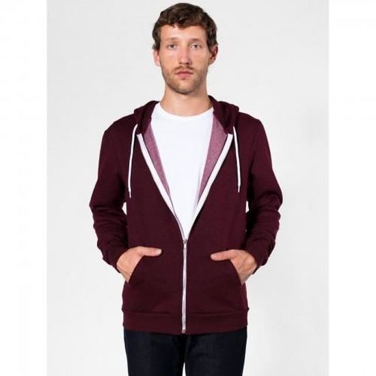 American Apparel Sweatshirt a capuche et ferm. Bordeaux poivre brosse Cdiscount Pret a Porter