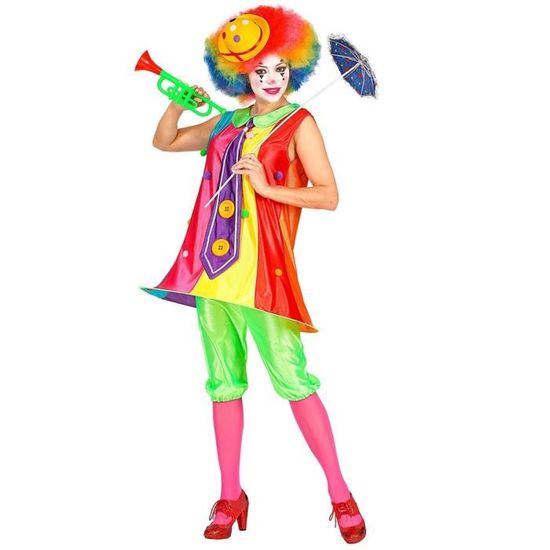 Costume Carnaval - SMIFFY'S - Déguisement Clown Femme - Robe avec Cerceau  et Accessoires - Multicolore/Blanc - Cdiscount Jeux - Jouets