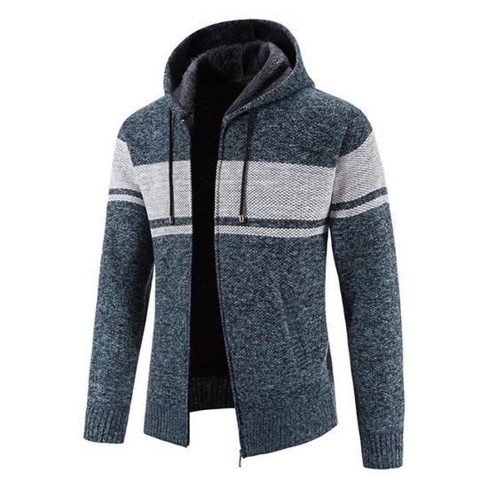 Sweat à Capuche Homme Double Zip - Veste Polaire Chaude Avec Poches - Style Décontracté Sport - 12